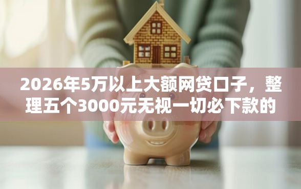 2026年5万以上大额网贷口子，整理五个3000元无视一切必下款的口子
