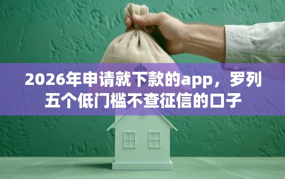 2026年申请就下款的app，罗列五个低门槛不查征信的口子