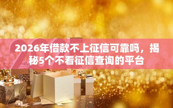 2026年借款不上征信可靠吗，揭秘5个不看征信查询的平台