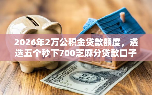 2026年2万公积金贷款额度，遴选五个秒下700芝麻分贷款口子