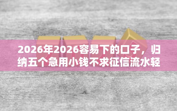 2026年2026容易下的口子，归纳五个急用小钱不求征信流水轻松贷的口子