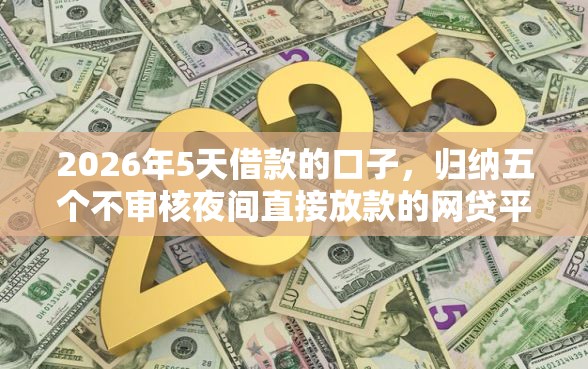 2026年5天借款的口子，归纳五个不审核夜间直接放款的网贷平台