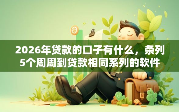 2026年贷款的口子有什么，条列5个周周到贷款相同系列的软件