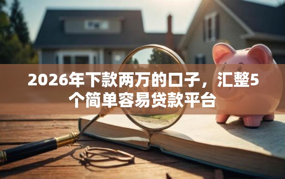2026年下款两万的口子，汇整5个简单容易贷款平台