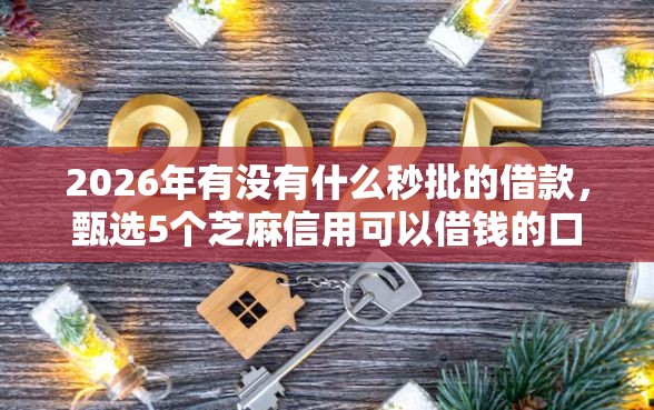 2026年有没有什么秒批的借款，甄选5个芝麻信用可以借钱的口子