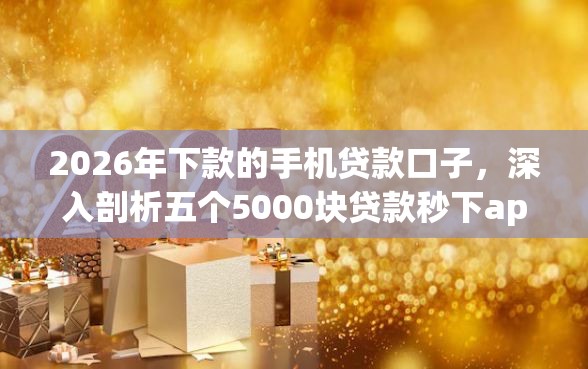 2026年下款的手机贷款口子，深入剖析五个5000块贷款秒下app
