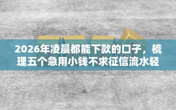 2026年凌晨都能下款的口子，梳理五个急用小钱不求征信流水轻松贷的平台