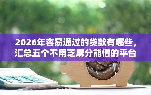 2026年容易通过的贷款有哪些，汇总五个不用芝麻分能借的平台