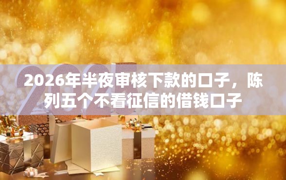 2026年半夜审核下款的口子，陈列五个不看征信的借钱口子
