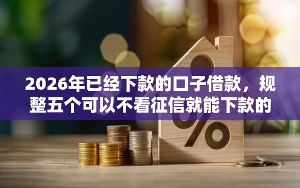 2026年已经下款的口子借款，规整五个可以不看征信就能下款的软件