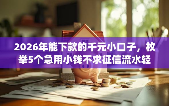 2026年能下款的千元小口子，枚举5个急用小钱不求征信流水轻松贷的app