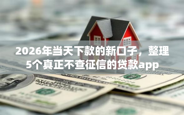 2026年当天下款的新口子，整理5个真正不查征信的贷款app