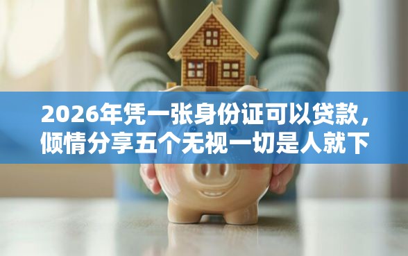 2026年凭一张身份证可以贷款，倾情分享五个无视一切是人就下款的平台