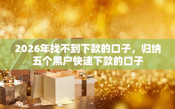 2026年找不到下款的口子，归纳五个黑户快速下款的口子