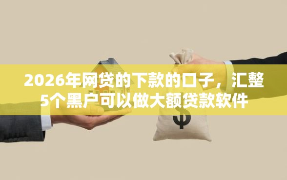 2026年网贷的下款的口子，汇整5个黑户可以做大额贷款软件