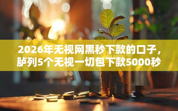 2026年无视网黑秒下款的口子，胪列5个无视一切包下款5000秒下款的软件
