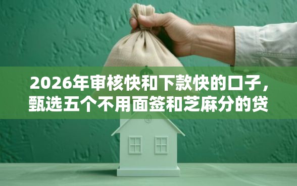 2026年审核快和下款快的口子，甄选五个不用面签和芝麻分的贷款软件