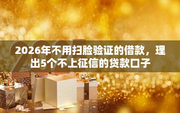 2026年不用扫脸验证的借款，理出5个不上征信的贷款口子