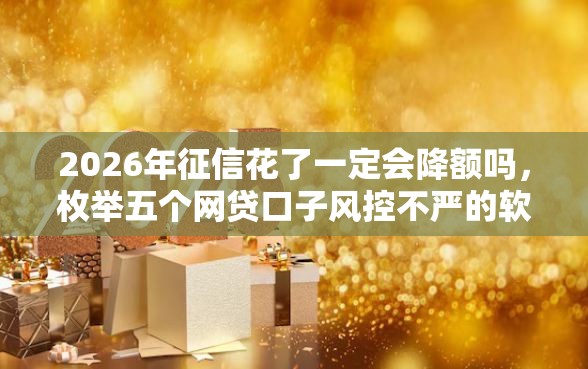 2026年征信花了一定会降额吗，枚举五个网贷口子风控不严的软件