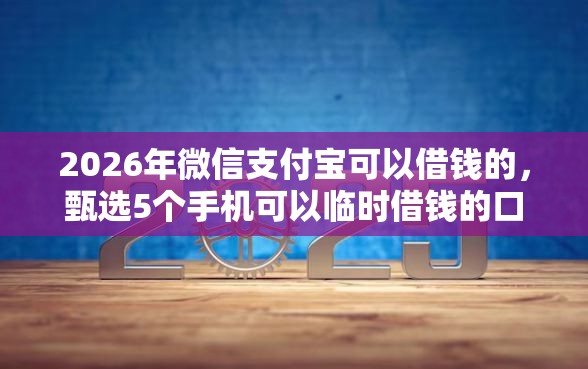 2026年微信支付宝可以借钱的，甄选5个手机可以临时借钱的口子