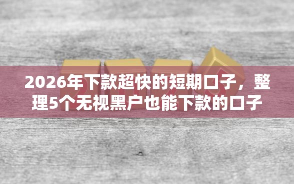 2026年下款超快的短期口子,整理5个无视黑户也能下款的口子 2026年下款超快的短期口子,整理5个无视黑户也能下款的口子