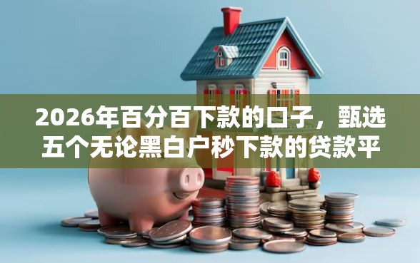 2026年百分百下款的口子，甄选五个无论黑白户秒下款的贷款平台