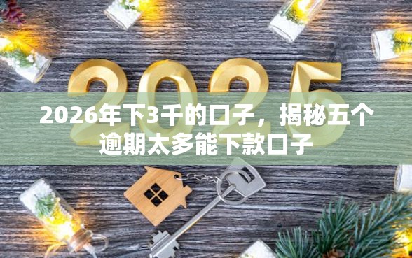 2026年下3千的口子,揭秘五个逾期太多能下款口子 2026年下3千的口子,揭秘五个逾期太多能下款口子