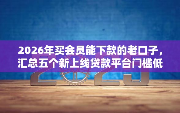 2026年买会员能下款的老口子，汇总五个新上线贷款平台门槛低平台