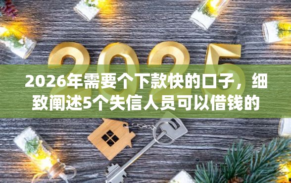 2026年需要个下款快的口子，细致阐述5个失信人员可以借钱的网贷app
