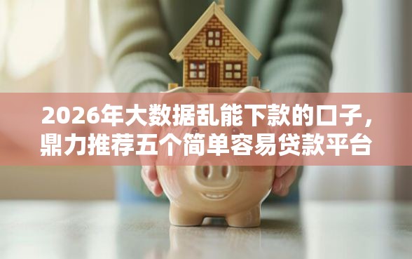2026年大数据乱能下款的口子，鼎力推荐五个简单容易贷款平台