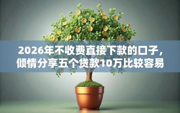 2026年不收费直接下款的口子，倾情分享五个贷款10万比较容易的平台