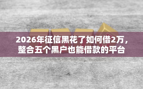 2026年征信黑花了如何借2万，整合五个黑户也能借款的平台
