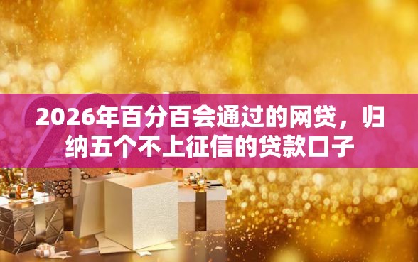 2026年百分百会通过的网贷，归纳五个不上征信的贷款口子