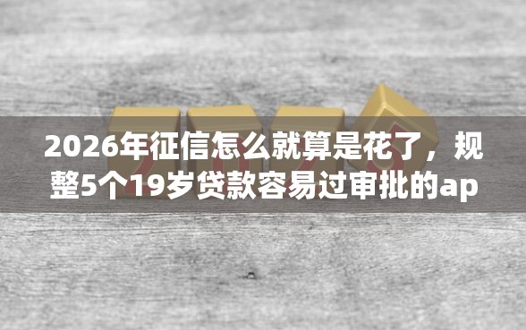 2026年征信怎么就算是花了，规整5个19岁贷款容易过审批的app