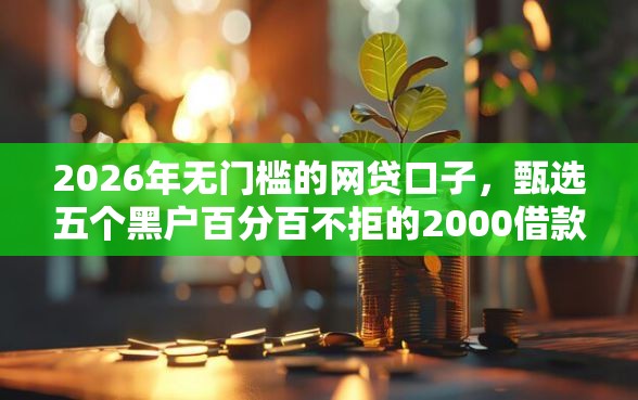 2026年无门槛的网贷口子，甄选五个黑户百分百不拒的2000借款口子