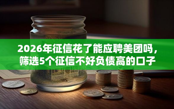 2026年征信花了能应聘美团吗，筛选5个征信不好负债高的口子