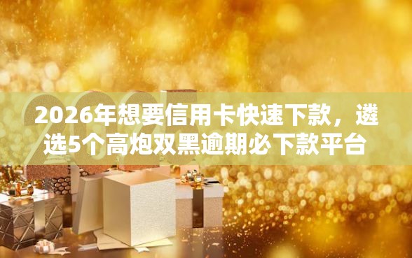 2026年想要信用卡快速下款，遴选5个高炮双黑逾期必下款平台
