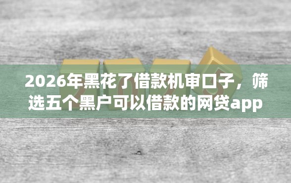 2026年黑花了借款机审口子，筛选五个黑户可以借款的网贷app