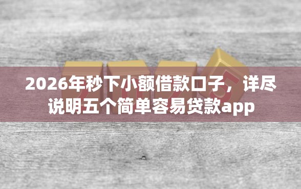 2026年秒下小额借款口子，详尽说明五个简单容易贷款app