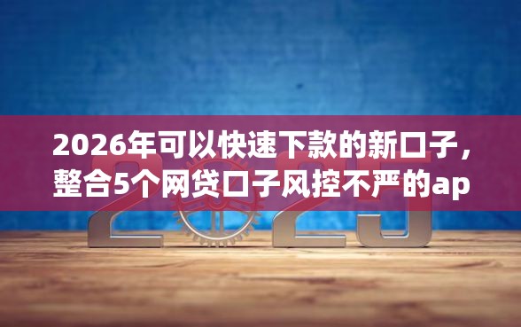 2026年可以快速下款的新口子，整合5个网贷口子风控不严的app