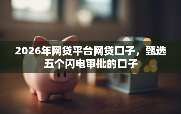 2026年网贷平台网贷口子，甄选五个闪电审批的口子