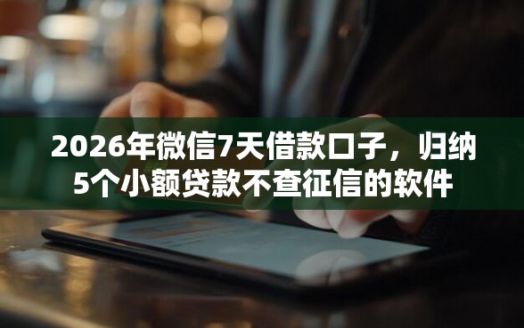 2026年微信7天借款口子，归纳5个小额贷款不查征信的软件