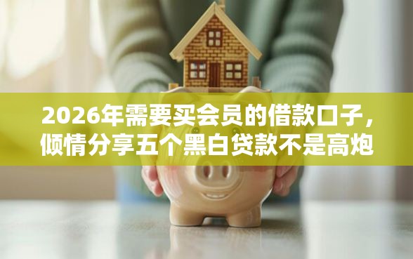 2026年需要买会员的借款口子，倾情分享五个黑白贷款不是高炮的口子