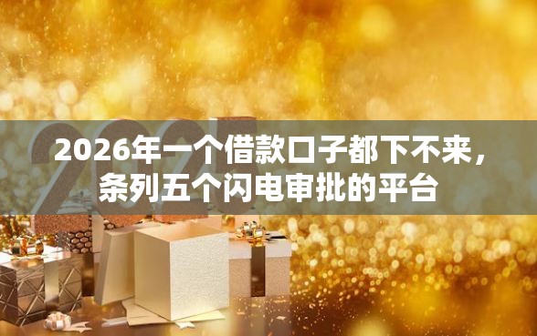 2026年一个借款口子都下不来，条列五个闪电审批的平台