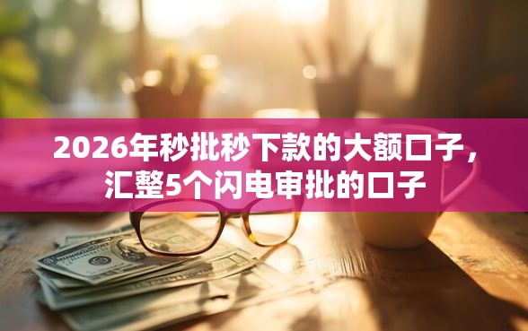 2026年秒批秒下款的大额口子，汇整5个闪电审批的口子