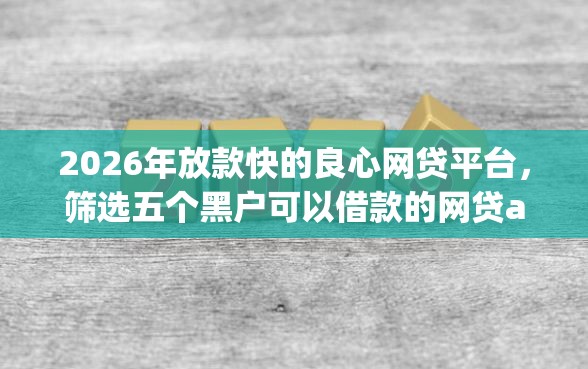 2026年放款快的良心网贷平台，筛选五个黑户可以借款的网贷app