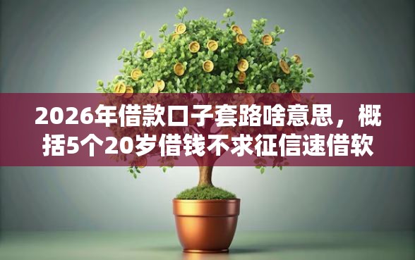 2026年借款口子套路啥意思，概括5个20岁借钱不求征信速借软件