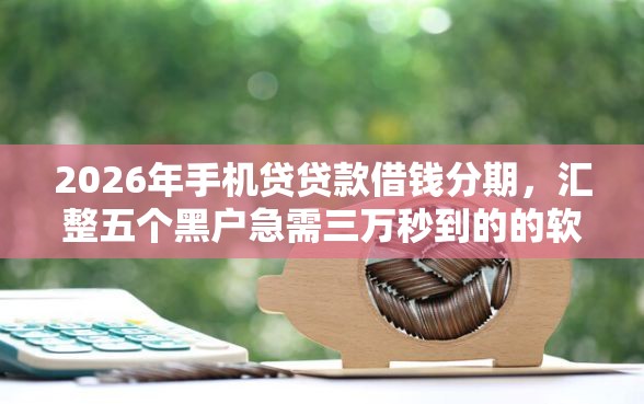 2026年手机贷贷款借钱分期，汇整五个黑户急需三万秒到的的软件