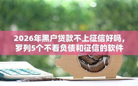 2026年黑户贷款不上征信好吗，罗列5个不看负债和征信的软件