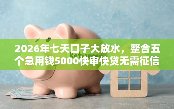 2026年七天口子大放水，整合五个急用钱5000快审快贷无需征信口子
